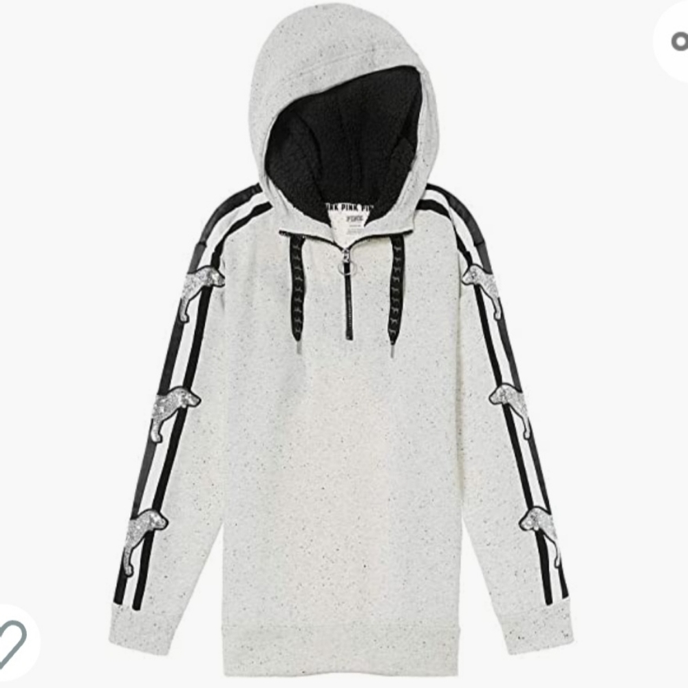 ⭐VS PINK BLING SHERPA HALF-ZIP HOODIE⭐ - Picture 2 of 12